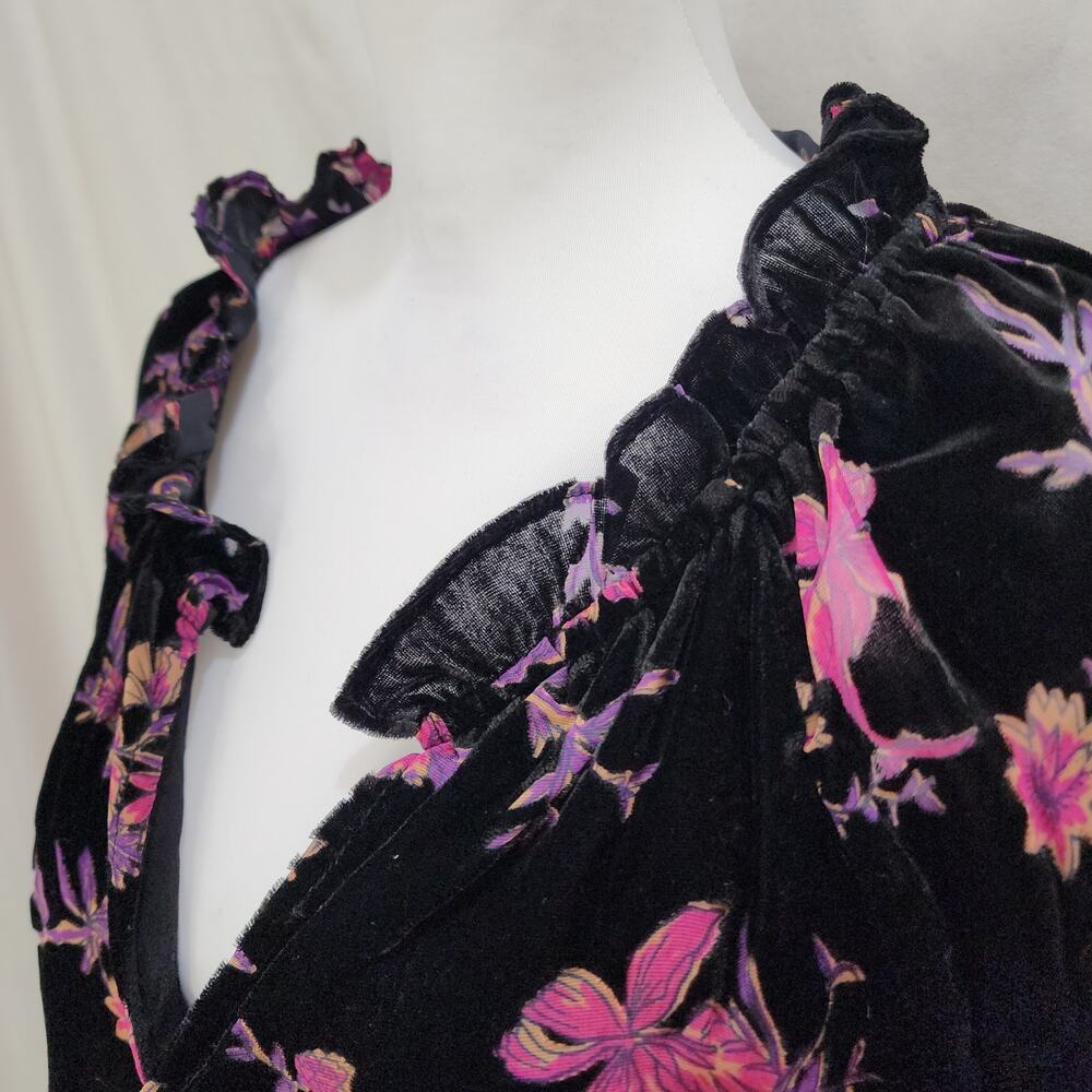 NWT Another Love Anais Multi Ruffle Blossoms Witchy Goth Moto Burnout Dress, SM - Picture 4 of 8